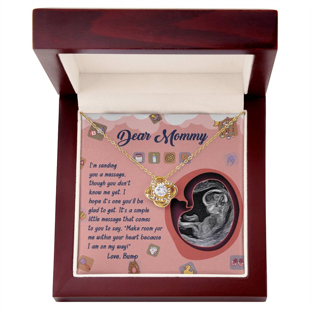 Dear Mommy Necklace For Mothe's Day Jewelry For Mom, Gift For Mommy From Baby Bump, Pregnancy Gift For Mommy Love Knot Necklace With Meaningful Message Card And Box.