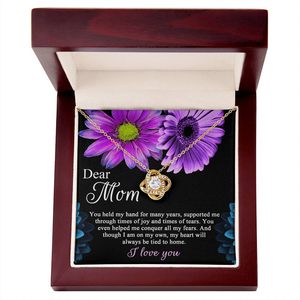 Dear Mom Love Knot Necklace Gift For Her Birthday  Anniversary, Mother's Day, Mama Necklace From Daughter, Mom Birthday Gift From Son, Necklace Jewelry With Massage Card And Elegant Box.