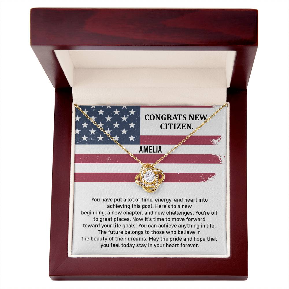 Congrats Necklace For New U.s. Citizen Amelia Necklace For New U.s. Citizen Necklace With Citizenship Message Gift For Citizenship Milestone Necklace For Official U.S Citizen Gift For American Citizenship Success Necklace For US Naturalization Celebration