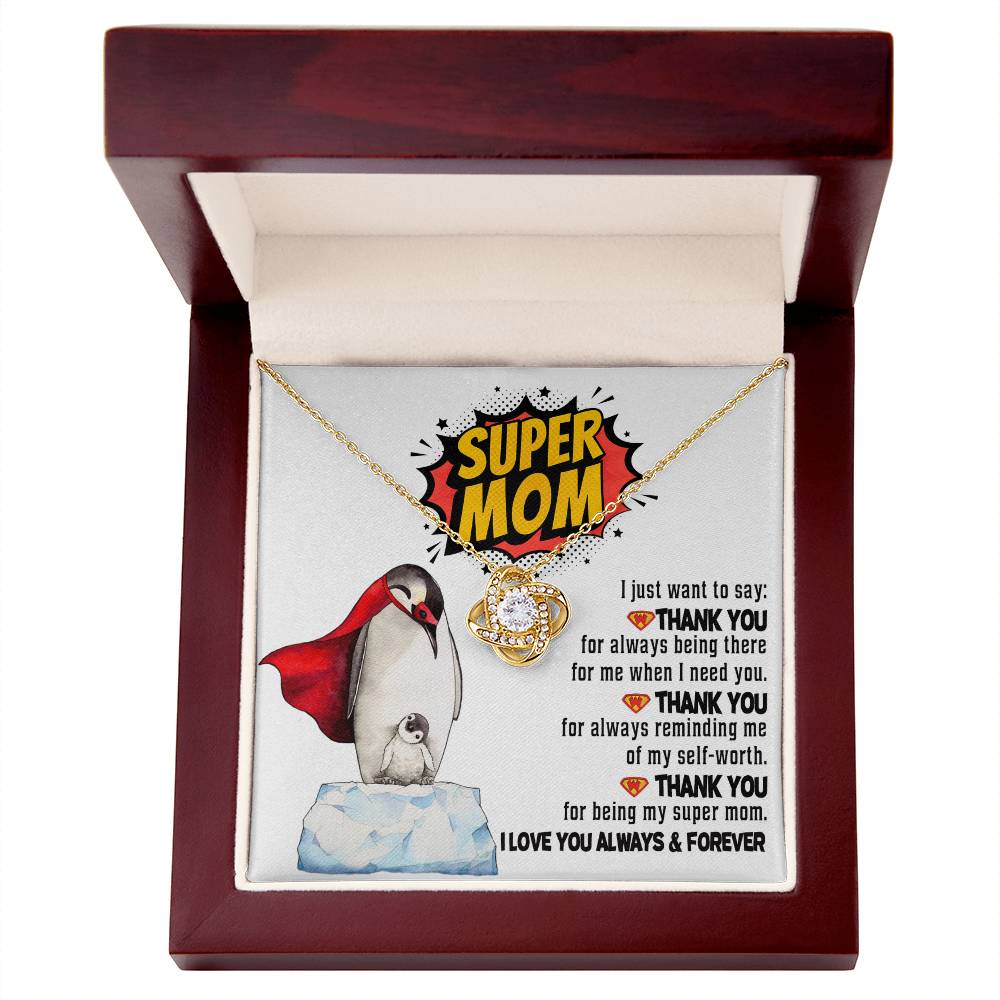 Thank You Super Mom Necklace with Heroic Message Card