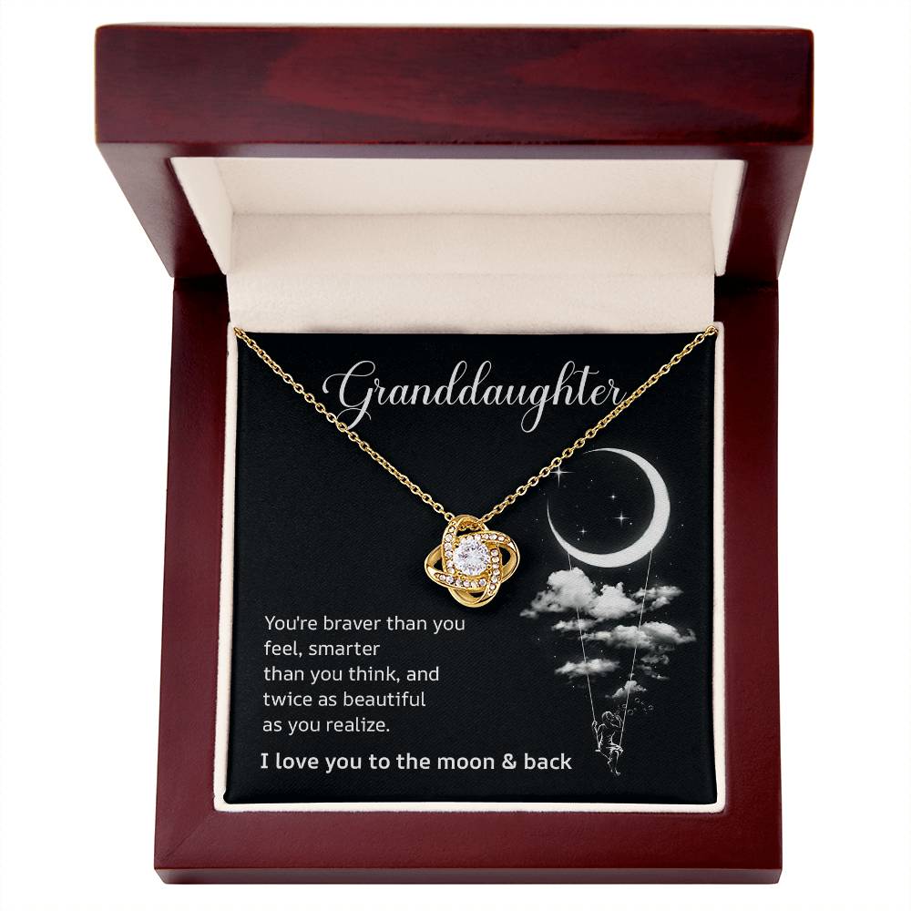 Granddaughter Necklace Gift – I Love You to the Moon & Back Card