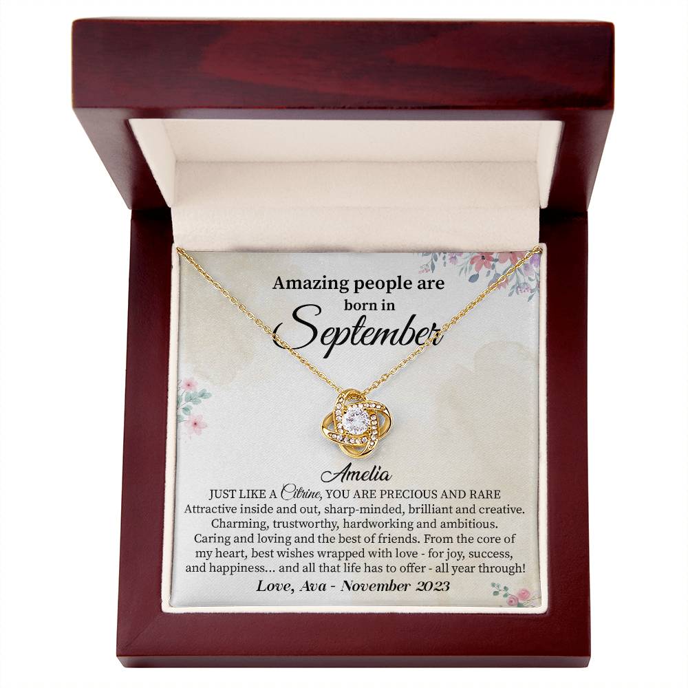 September Birthday Necklace Gift for Her – Citrine-Inspired Jewelry