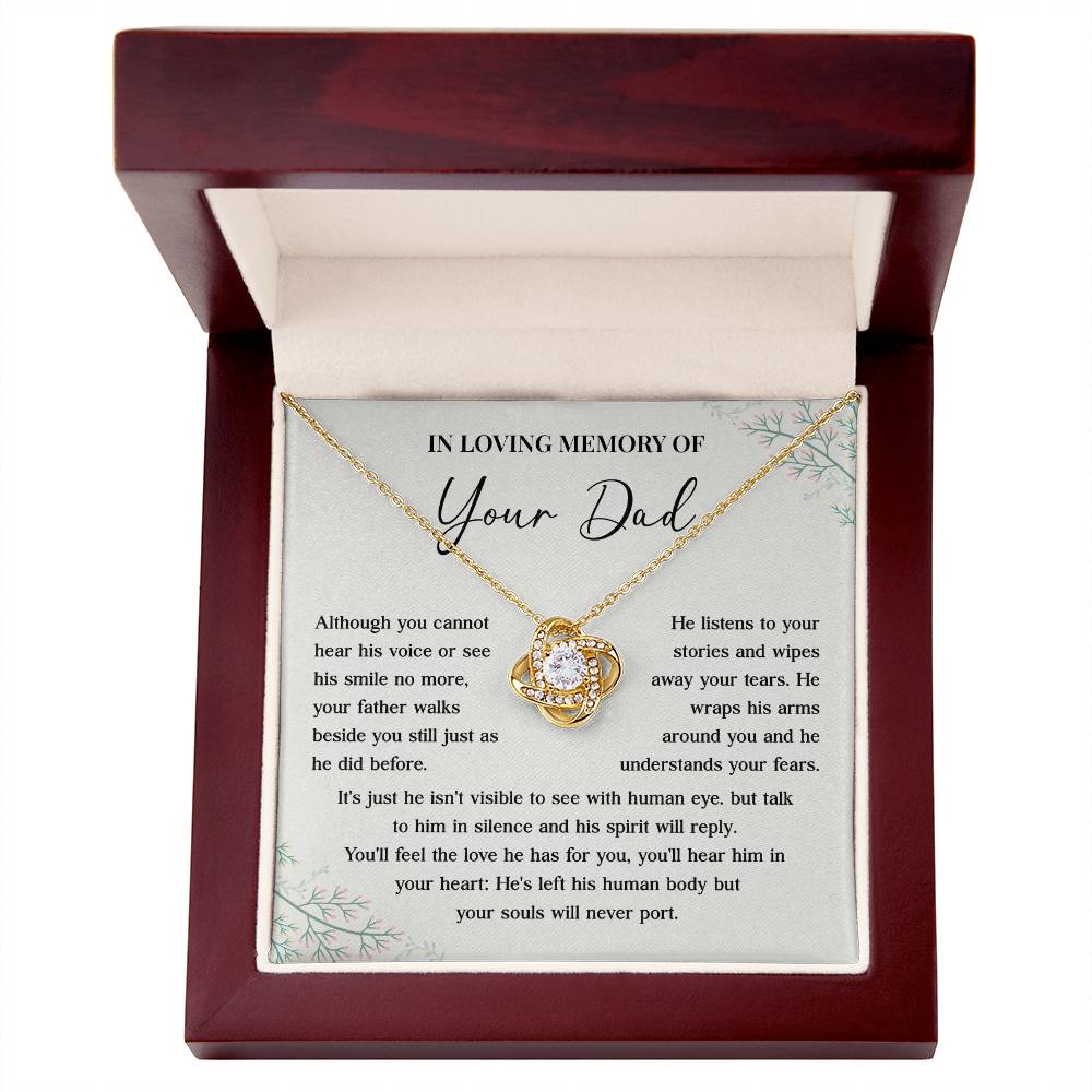 Memorial Necklace for Dad Loss with Message Card