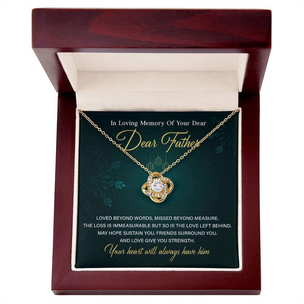 Memorial Necklace for Loss of Father with Card