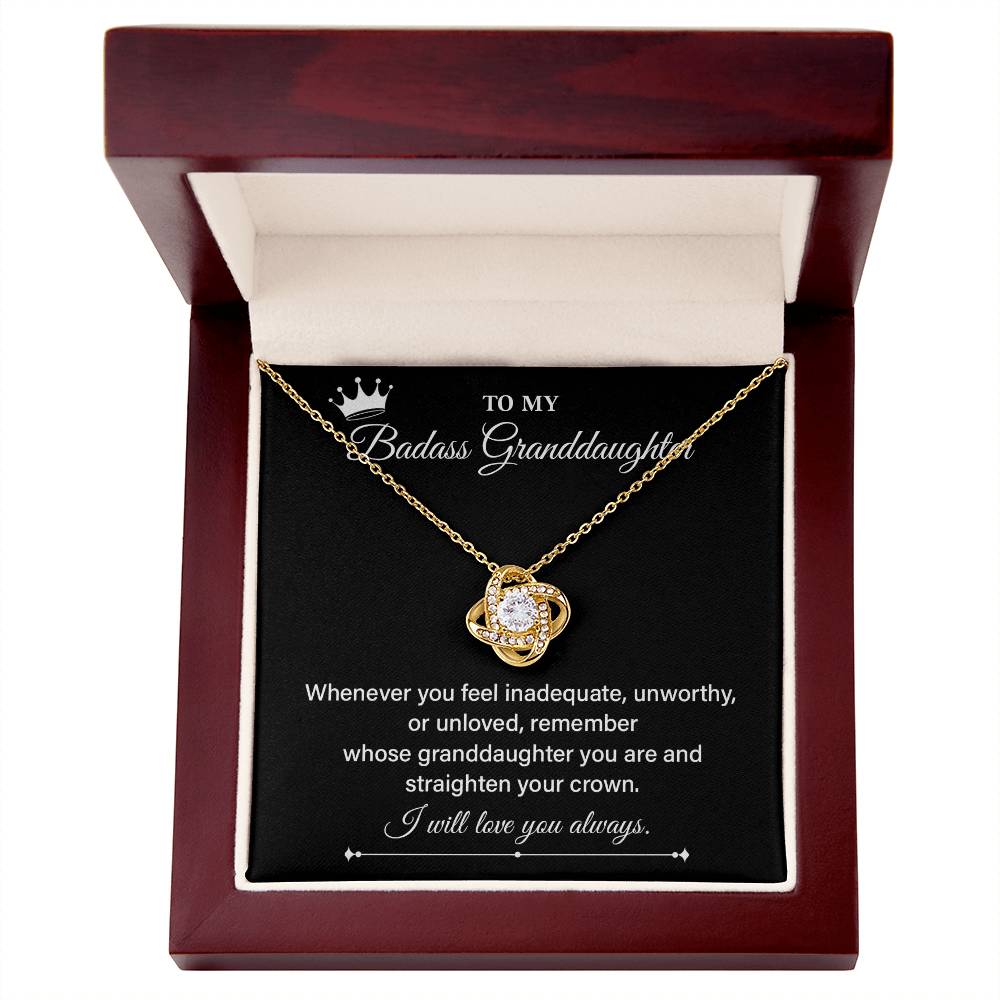 To My Badass Granddaughter Necklace – Empowering Crown Message Card