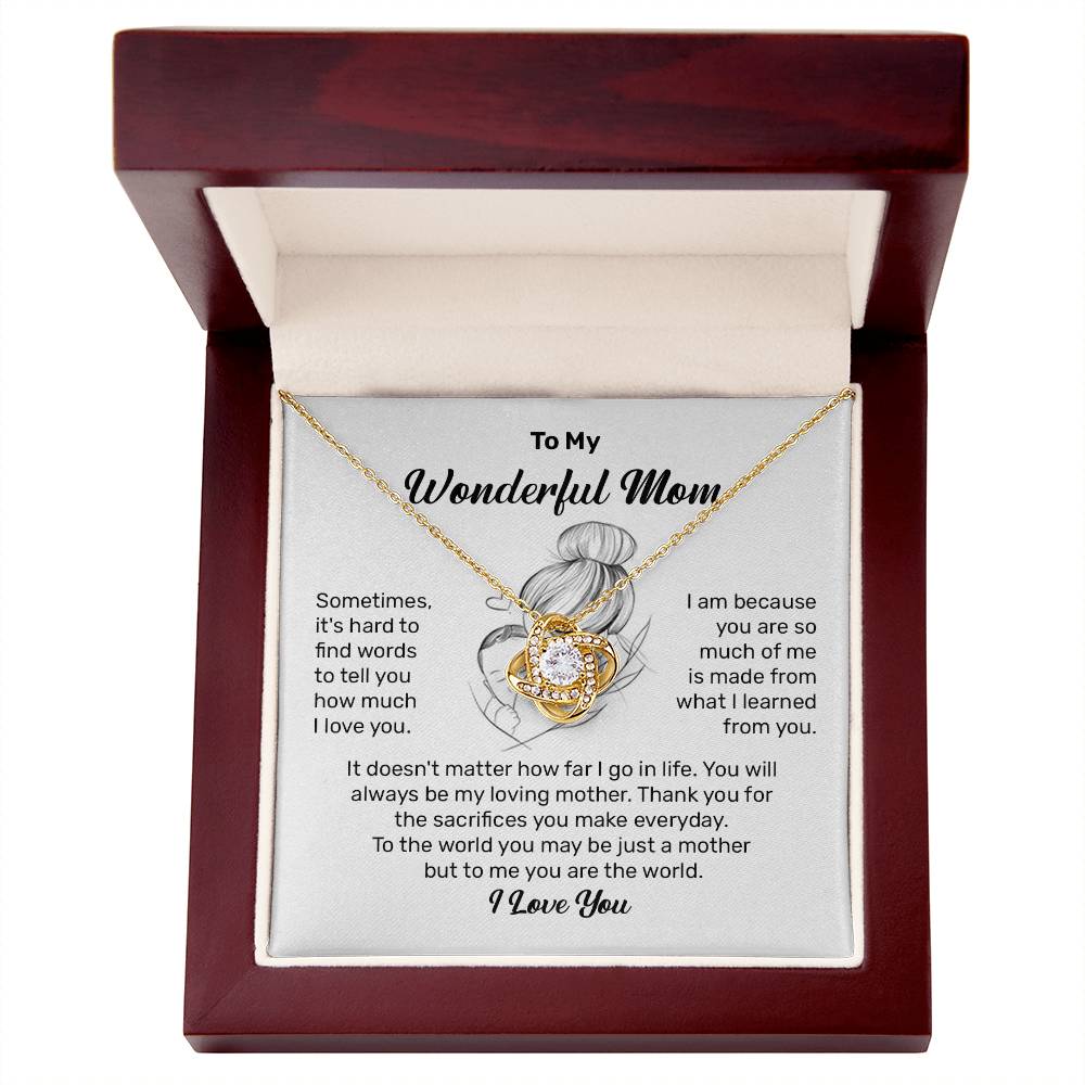 To My Wonderful Mom Heartfelt Necklace For Her Loving Jewelry For Mother's Day Thank You Gift Sentimental Necklace For Care Loving Pendant For A Cherished Bond Sentimental Pendant Appreciation Necklace For Her Thoughtful Necklace For Love And Support