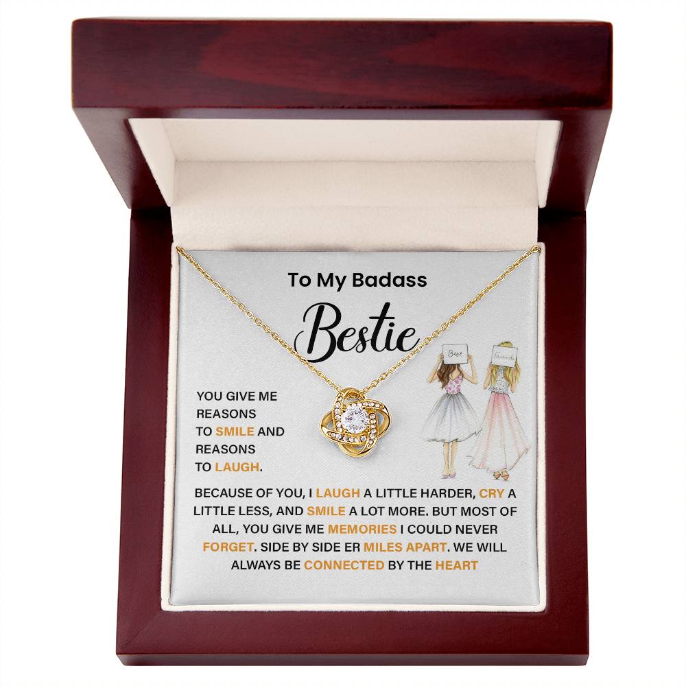 Badass Bestie Necklace Gift with Heartfelt Message Card