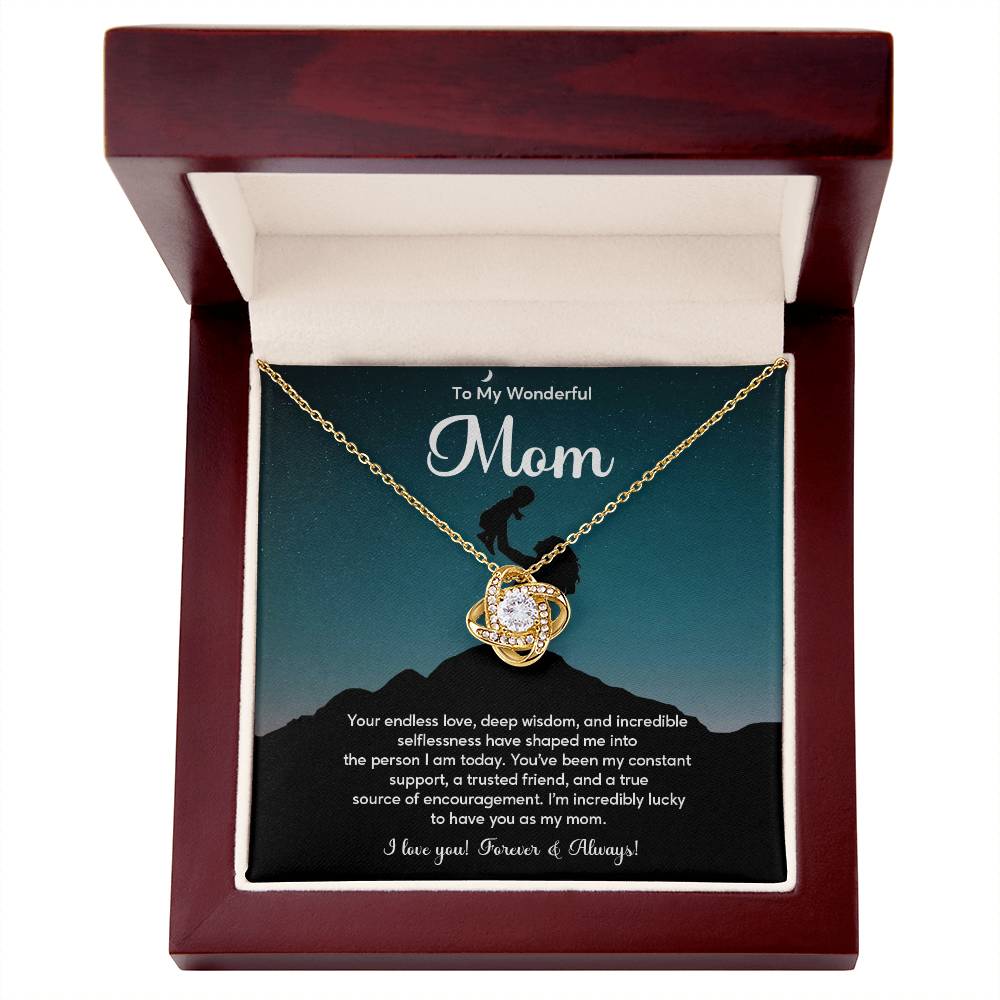 To My Wonderful Mom Elegant Jewelry Thoughtful Necklace For Love And Care Sweet Gift For Lifelong Support Sentimental Jewelry Heartfelt Necklace For Lifelong Bond Thank You Pendant For Support Sentimental Necklace Thank You Gift