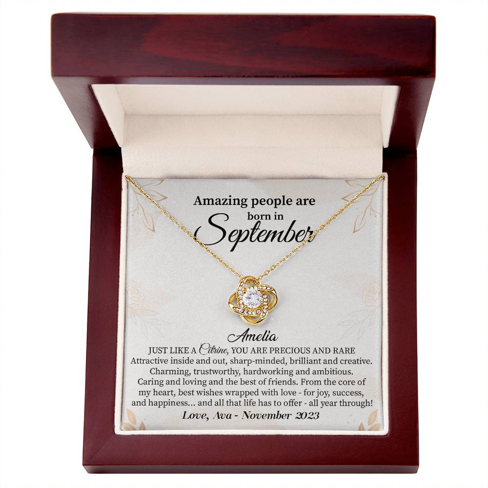 September Birthday Gift for Her – Necklace with Gift Card