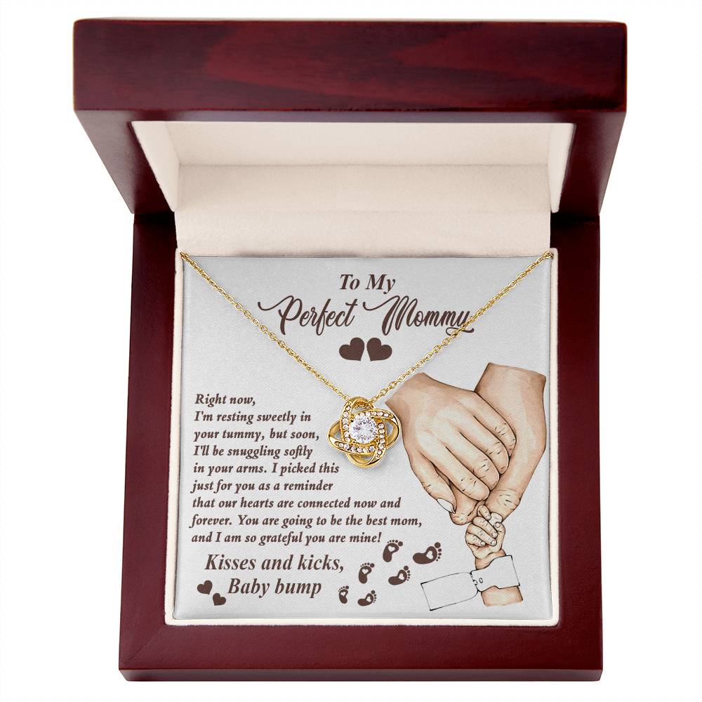 To My Perfect Mommy Necklace, Expecting Momma Gift For Mother's Day, Gift For Pregnant Mom, Love Kisses And Kicks, Baby Bump Necklaces With Meaningful Messages Card Inside.