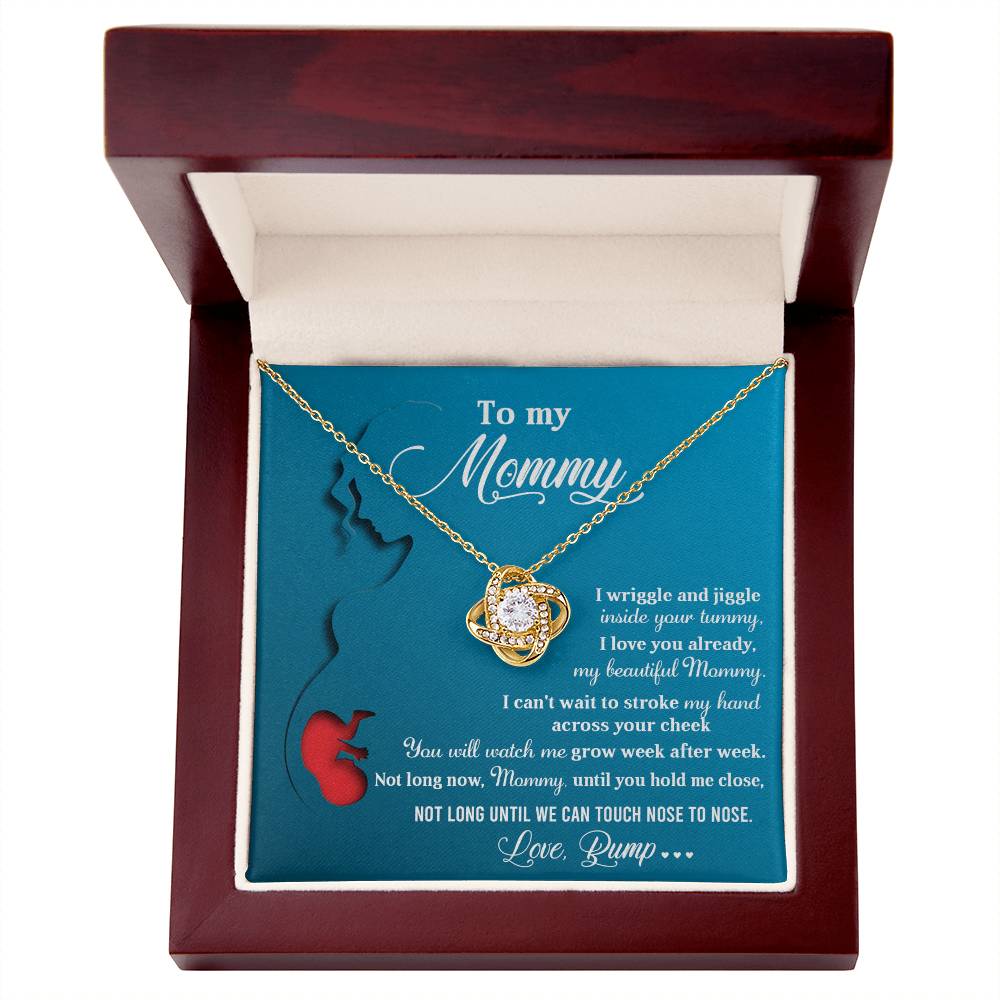 To My Mommy Necklace For Mothe's Day Jewelry For Mom, Gift For Mommy From Baby Bump, Pregnancy Gift For Mommy Love Knot Necklace With Meaningful Message Card And Box.