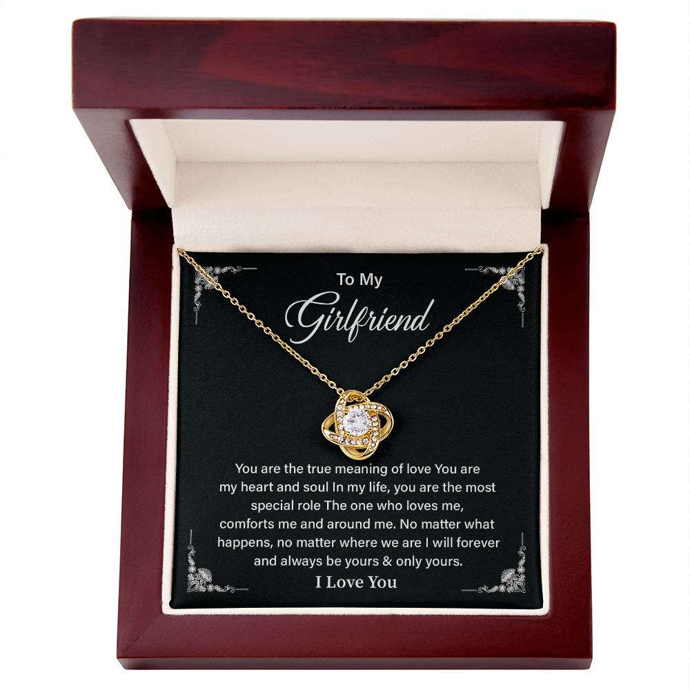 To My Girlfriend Love Knot Necklace with Message Card