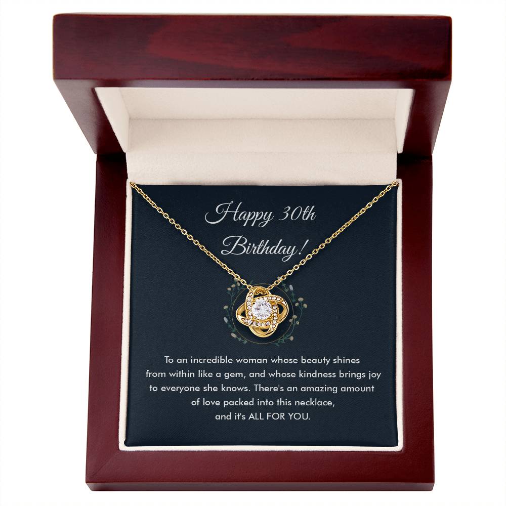 30th Birthday Necklace Gift for Her – Elegant Love Knot Pendant
