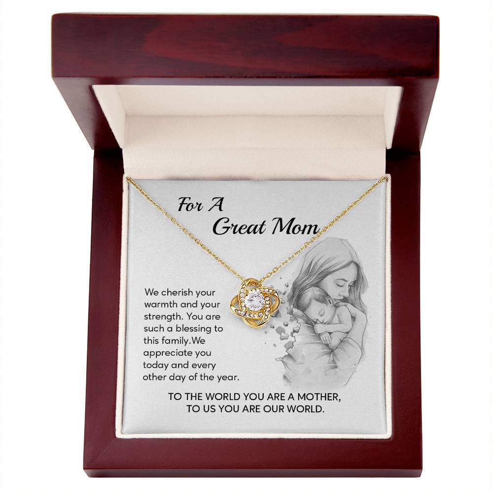 Great Mom Necklace Gift – You Are Our World Card