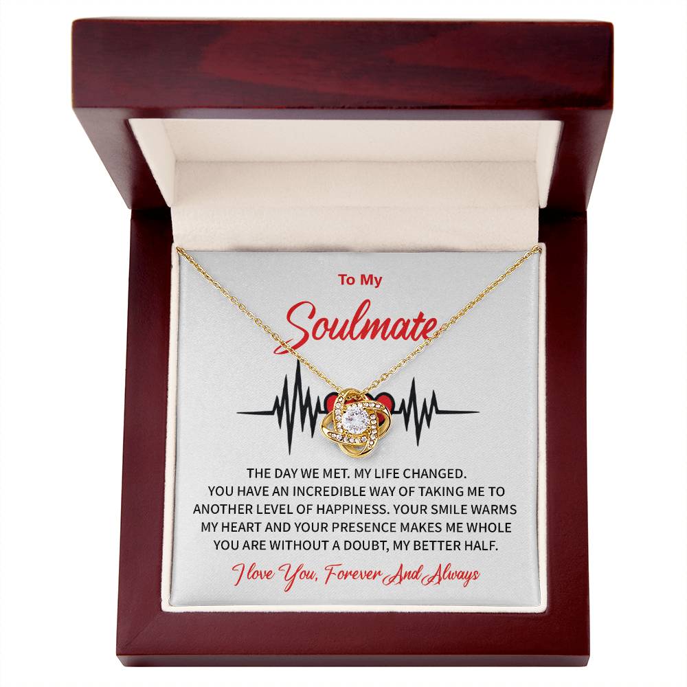 To My Soulmate Love Knot Necklace Gift for Wife