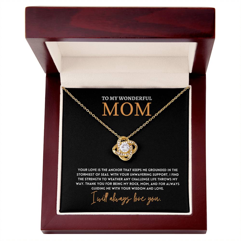 To My Wonderful Mom, Anchor Of Love Necklace Gift Engraved Love And Strength Pendant Best Mother's Day Rock And Anchor Necklace Best Unwavering Support Tribute Necklace Unique Mother's Day Love And Guidance Necklace