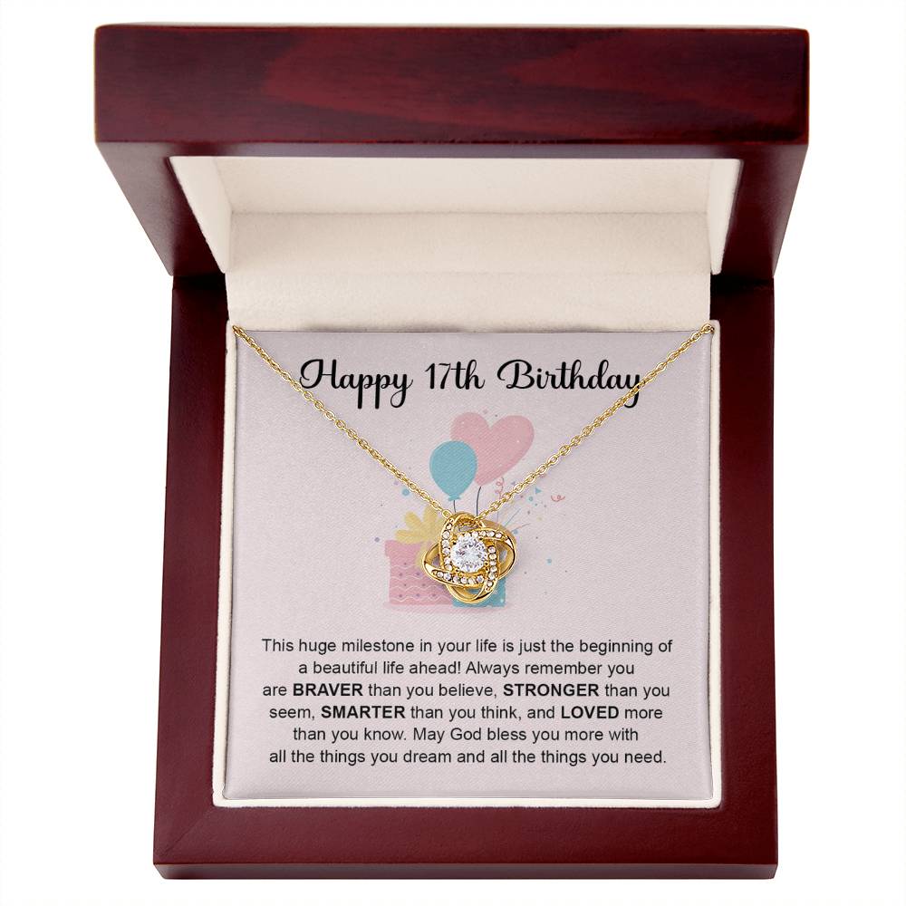 17th Birthday Gift for Her – Love Knot Necklace & Box