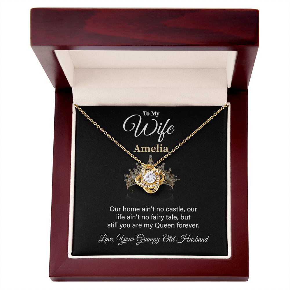 To My Wife Amelia Necklace – Romantic Jewelry Gift From Your Grumpy Old Husband, Celebrating Love And Your Forever Queen