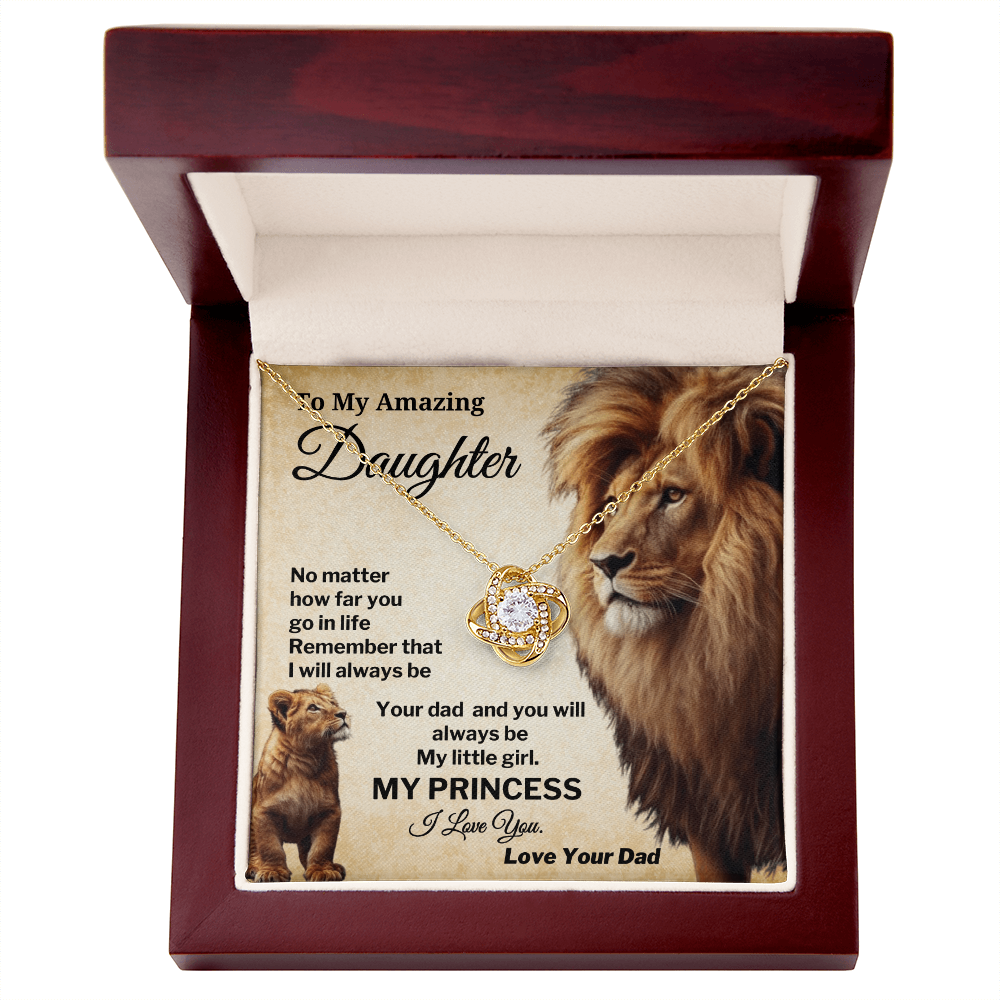 Gift for Daughter from Dad Love knot Necklace with My Princess Message Card