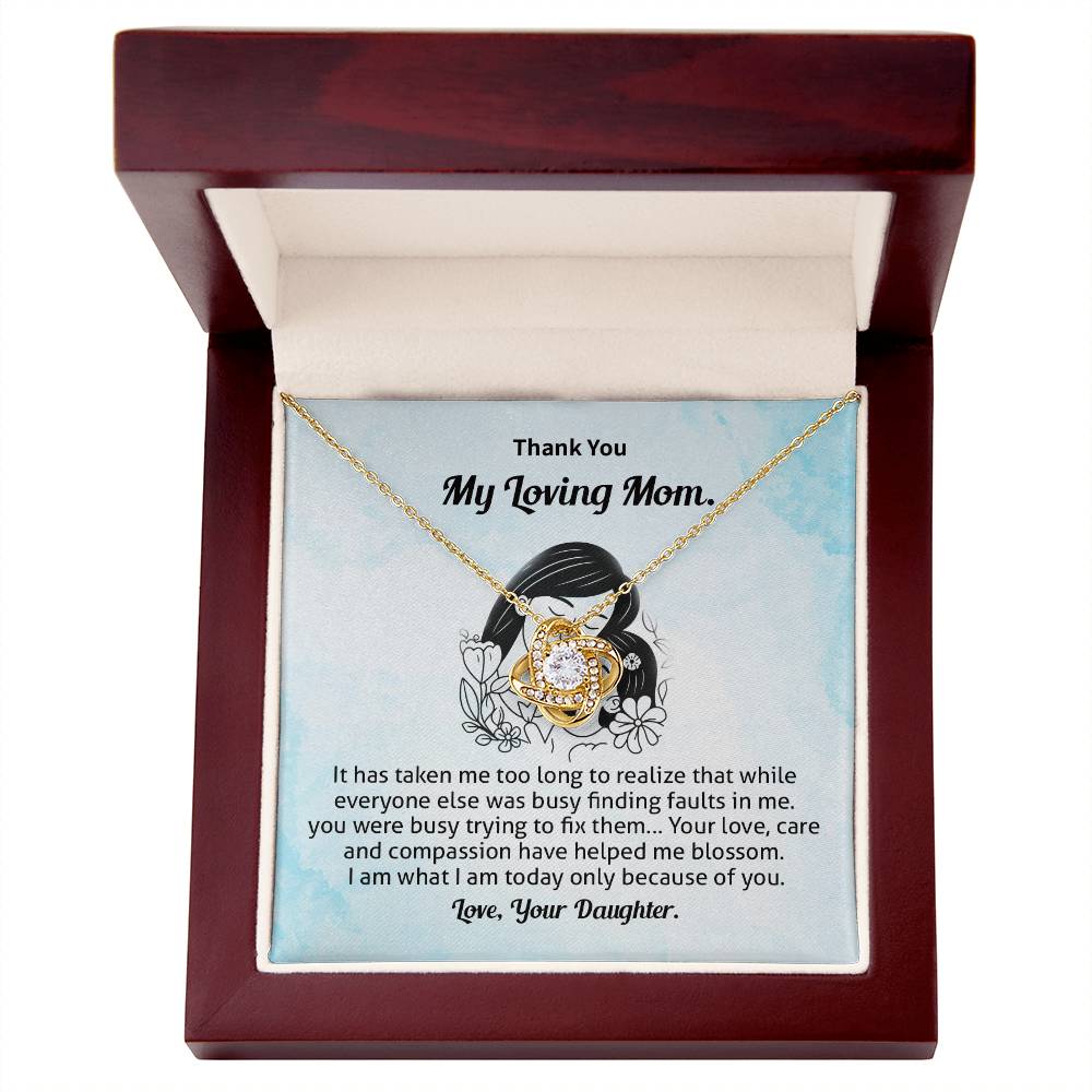 Thank You Mom Necklace Gift from Daughter Card