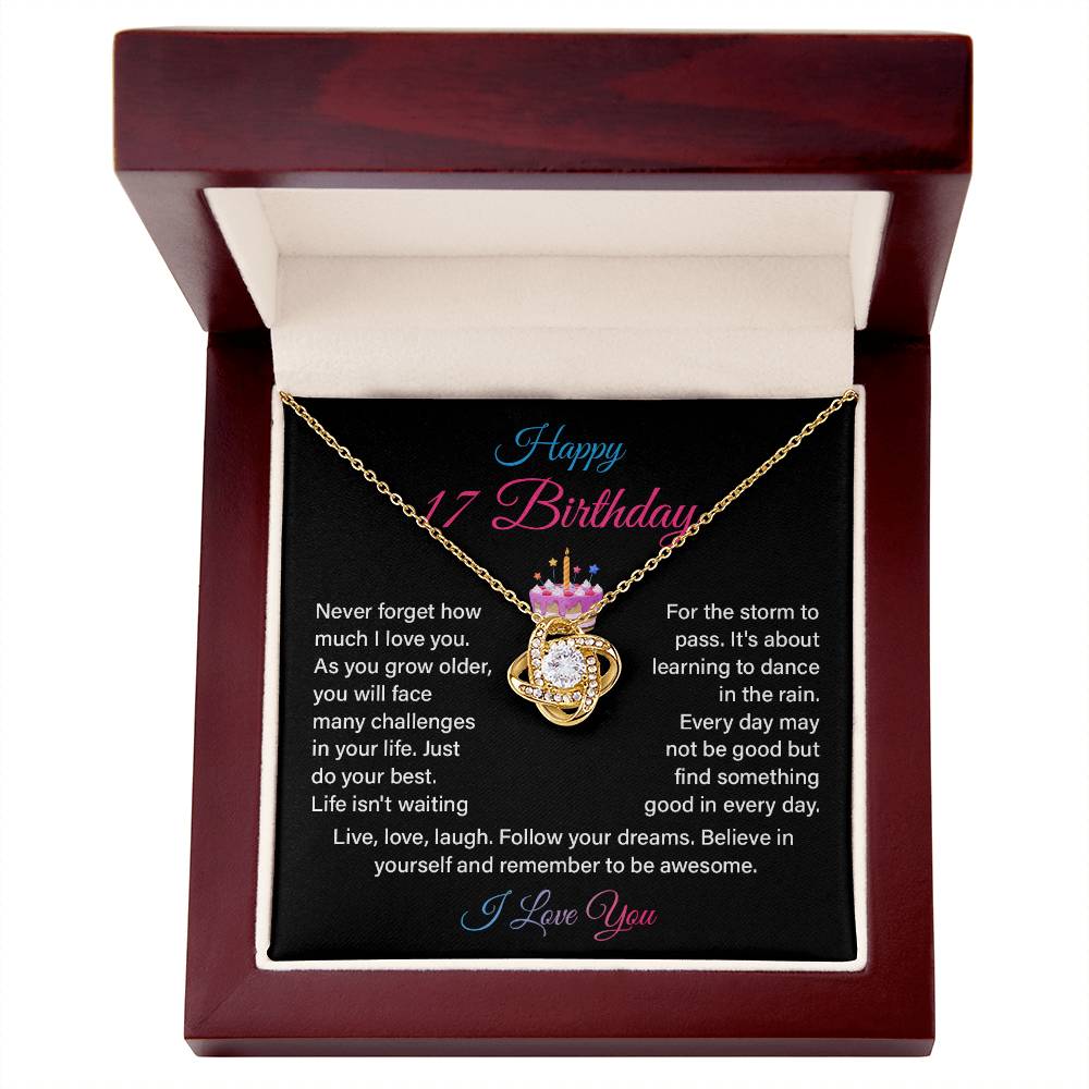 17th Birthday Necklace Gift for Her – Inspirational Message Card