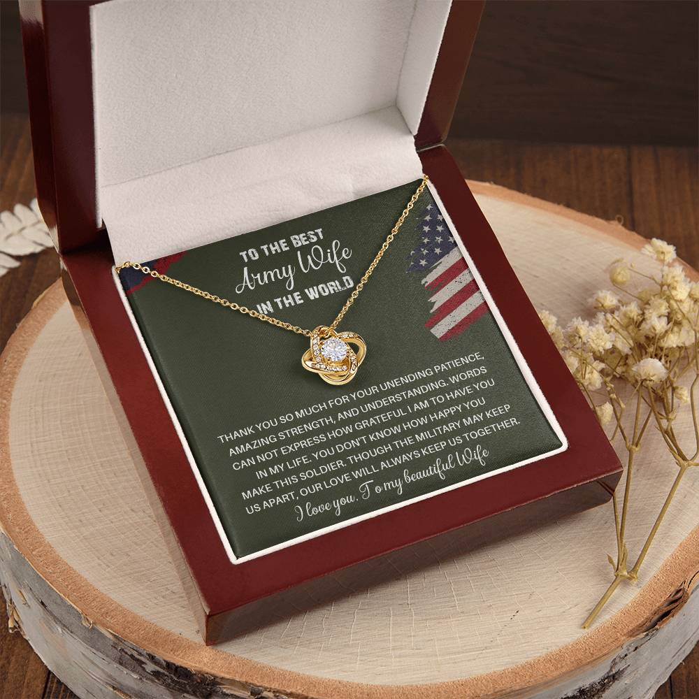 To The Best Army Wife In The World  Best Army Wife Jewelry Unwavering Support Necklace Thank You Jewelry For Wives Unique Gift For Military Spouses My Beautiful Wife Jewelry Romantic Gift For Army Wives Meaningful Gift For Military Wives