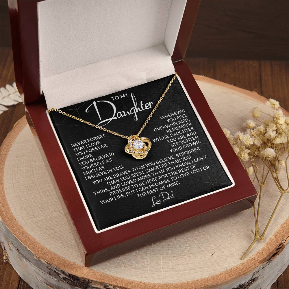 Daughter Gift from Dad – Love Knot Necklace with Emotional Card