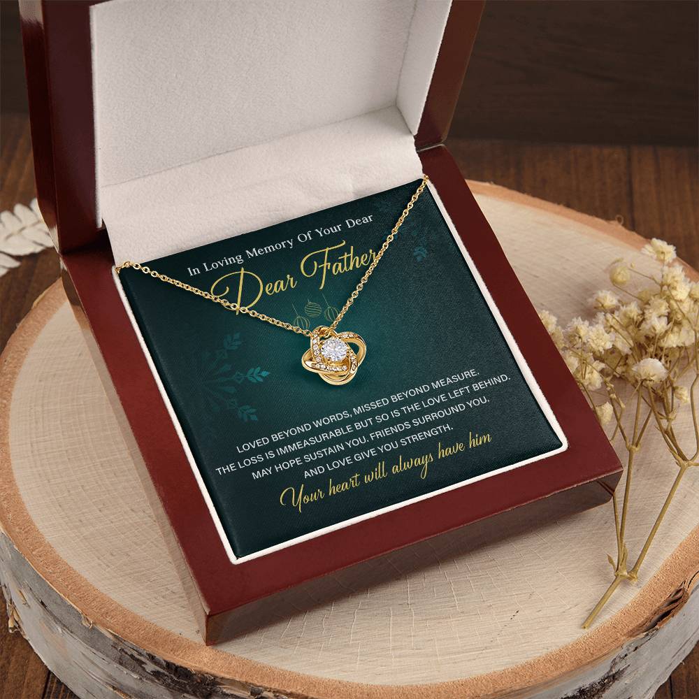 Memorial Necklace for Loss of Father with Card