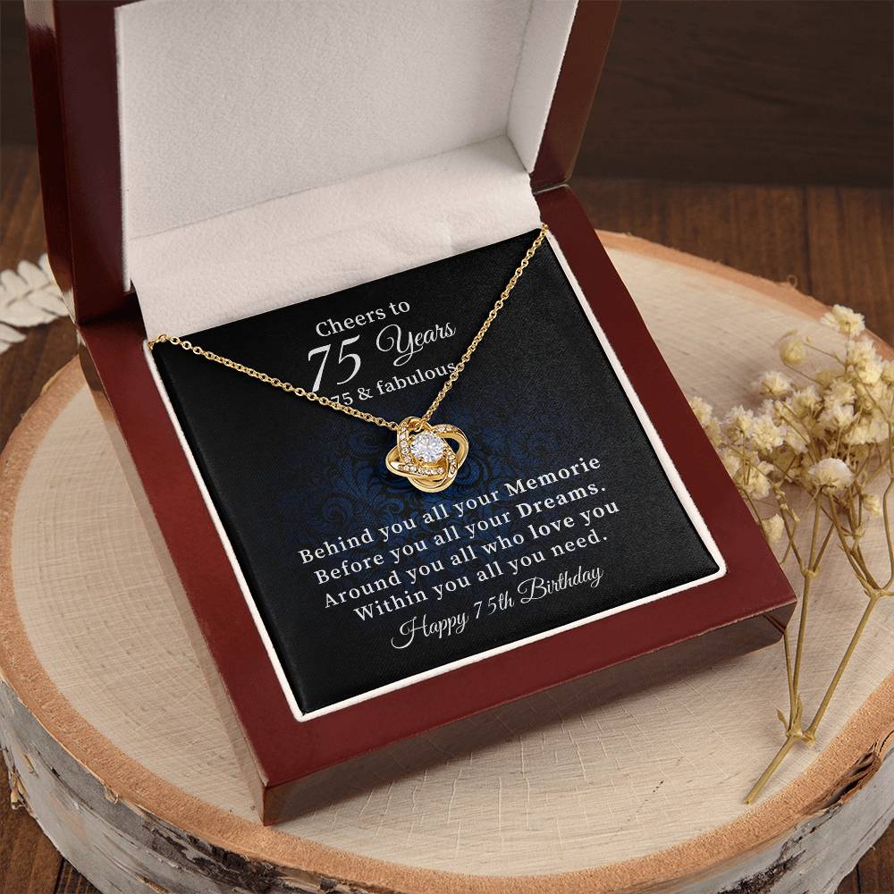 Cheers to 75 Years Necklace Birthday Gift for Her