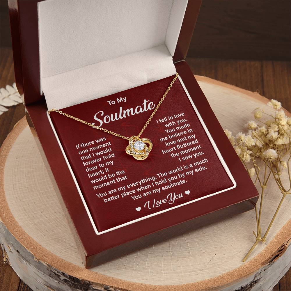 Soulmate Necklace Gift for Her with Love Quote