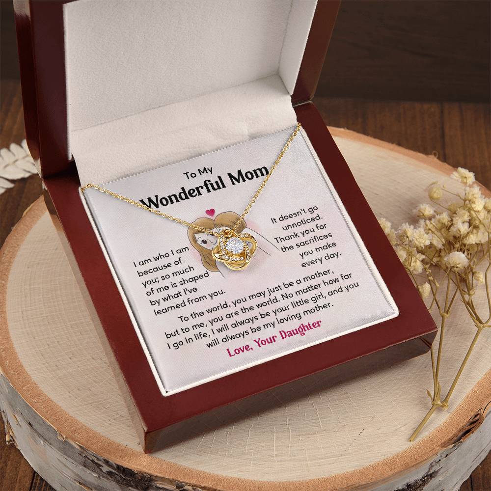 To My Wonderful Mom, Wonderful Mom Pendant Heartfelt Necklace For Her Thank You Gift For Sacrifice Sentimental Necklace For Love Loving Pendant Sentimental Pendant Appreciation Necklace For Her Special Pendant For A Mother Love Loving Pendant For Support