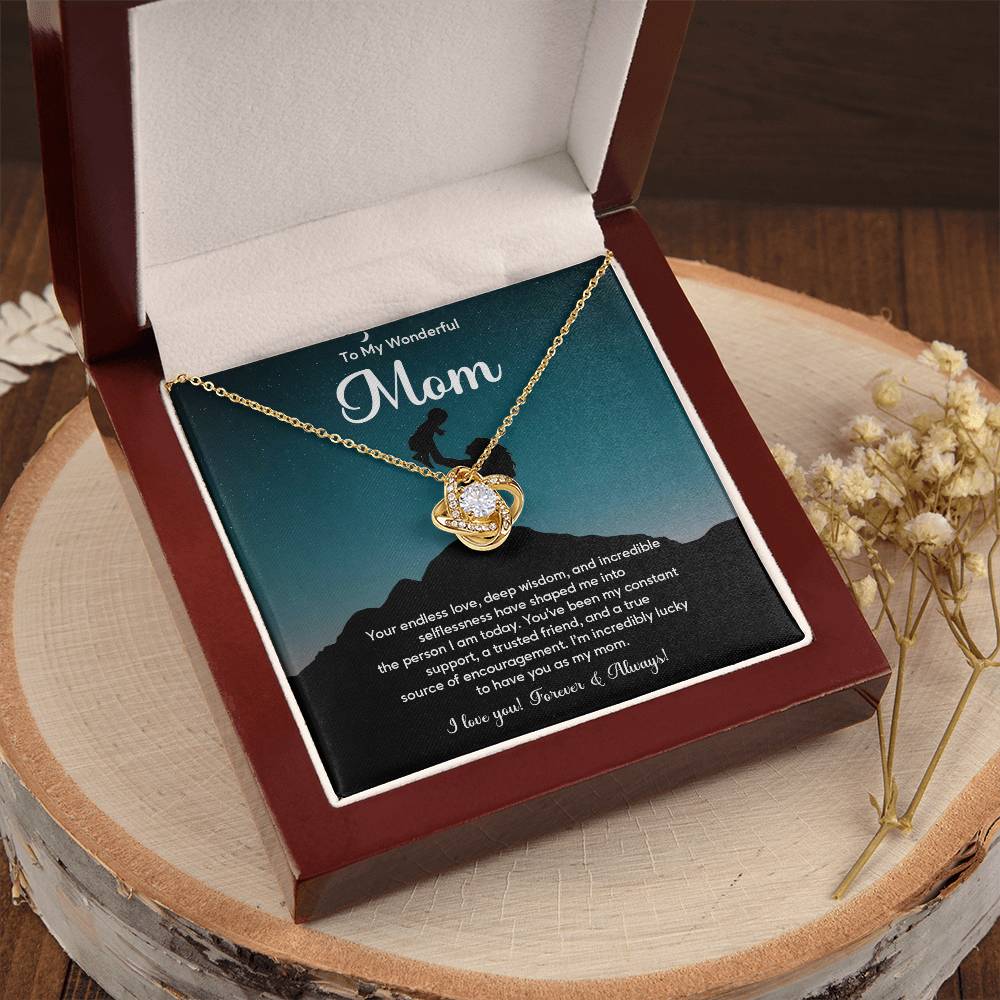 To My Wonderful Mom Elegant Jewelry Thoughtful Necklace For Love And Care Sweet Gift For Lifelong Support Sentimental Jewelry Heartfelt Necklace For Lifelong Bond Thank You Pendant For Support Sentimental Necklace Thank You Gift