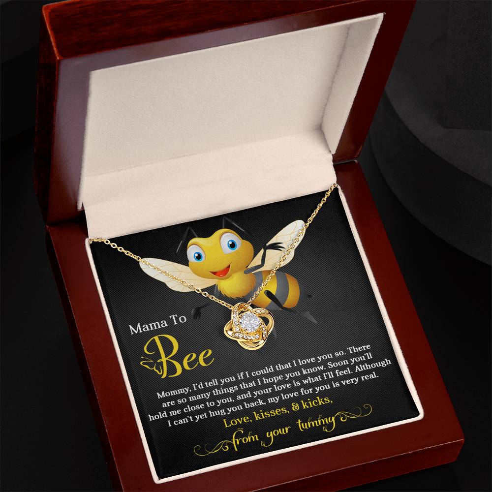 Mama To Bee Necklace For Mothe's Day Jewelry For Mom, Gift For Mommy From Baby Bump, Pregnancy Gift For Mommy Love Knot Necklace With Meaningful Message Card And Box.