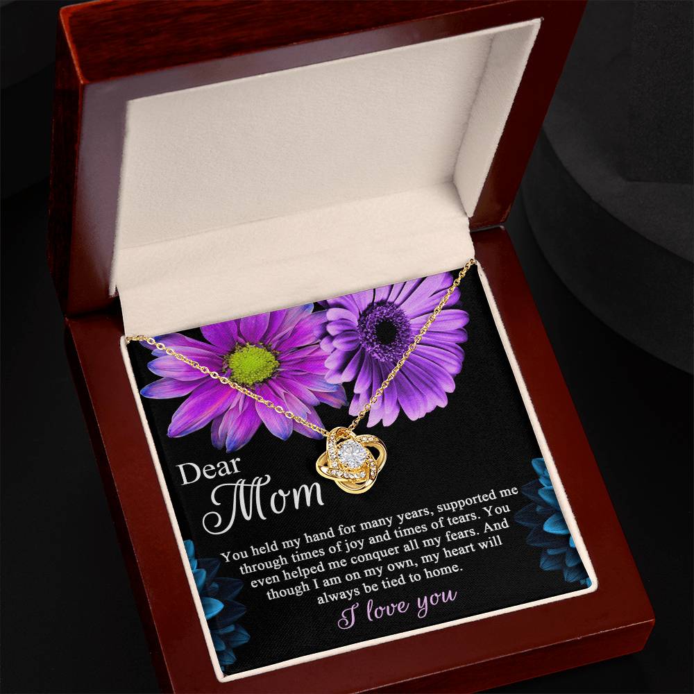 Dear Mom Love Knot Necklace Gift For Her Birthday  Anniversary, Mother's Day, Mama Necklace From Daughter, Mom Birthday Gift From Son, Necklace Jewelry With Massage Card And Elegant Box.