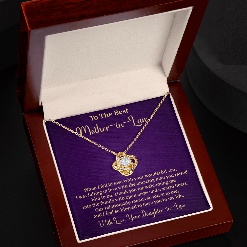 Mother-in-Law Necklace Gift from Daughter-in-Law - Pendant with Blessing Message Card
