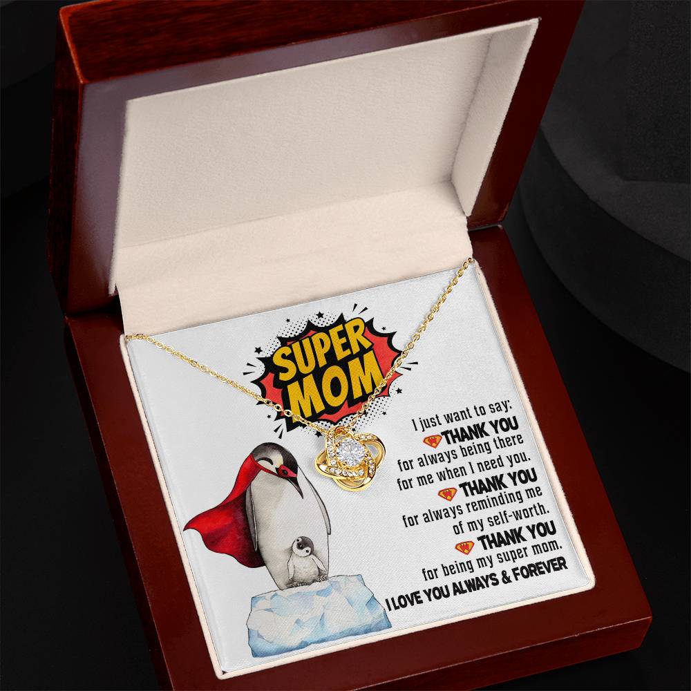 Thank You Super Mom Necklace with Heroic Message Card