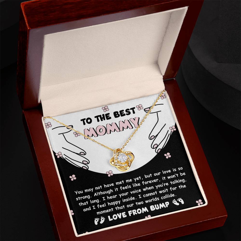 To My Best Mommy  Necklace For Mothe's Day Jewelry For Mom, Gift For Mommy From Baby Bump, Pregnancy Gift For Mommy 925 Silver Necklace Love Knot Necklace With Meaningful Message Card And Box.