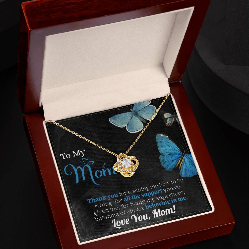 To My Mom Necklace Gift, Special Mother's Gifts, Mom Birthday Gift, Mother's Gift For Mom From Daughter And Son, 925 Silver Necklace Love Knot Necklace With Meaningful Message Card And Box.