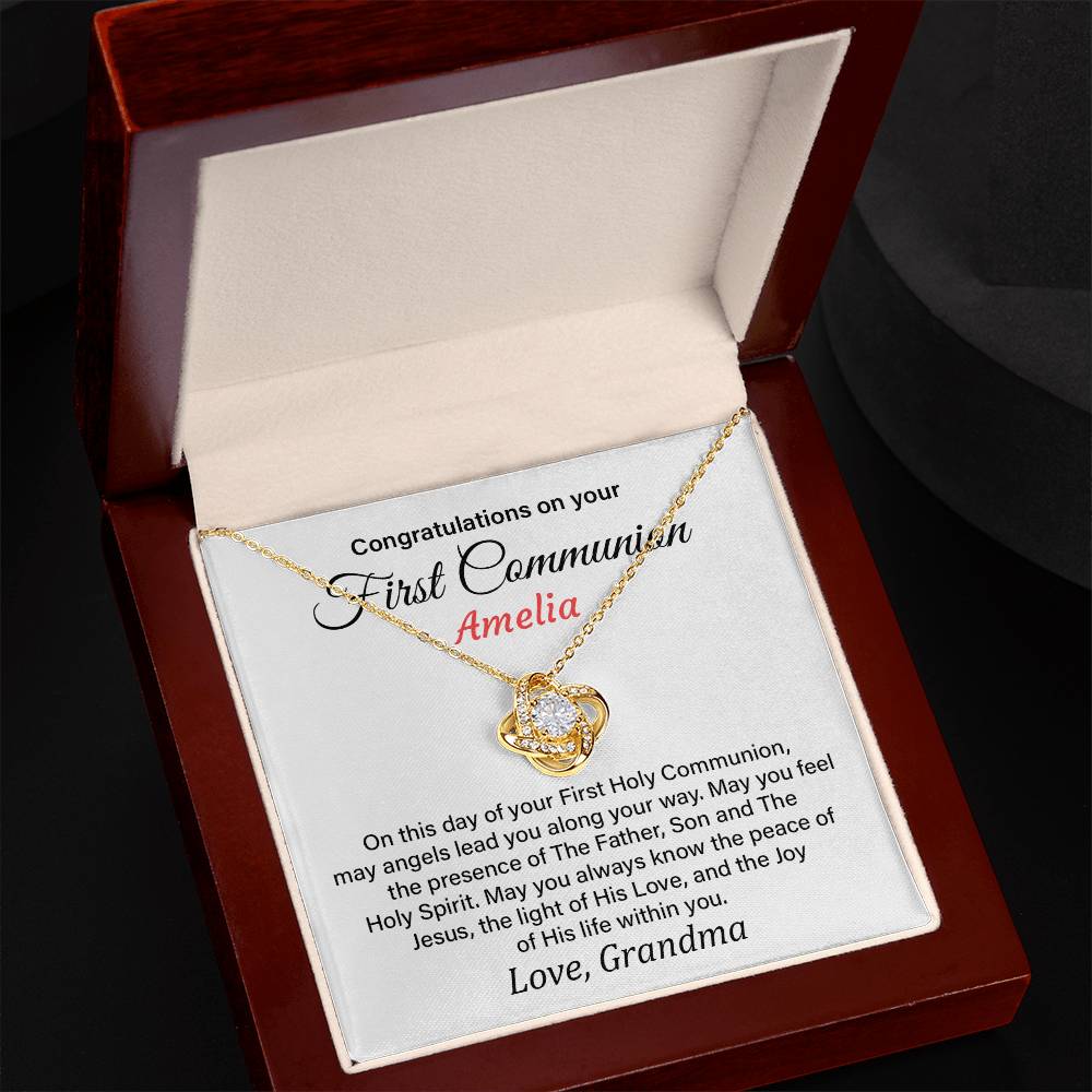 Congratulations On Your First Communion Amelia Elegant Jewelry Thoughtful Necklace For Peace And Joy Loving Pendant With A Holy Message Sentimental Jewelry Gift From Grandma Loving Pendant For A Holy Moment Custom Sentimental Necklace