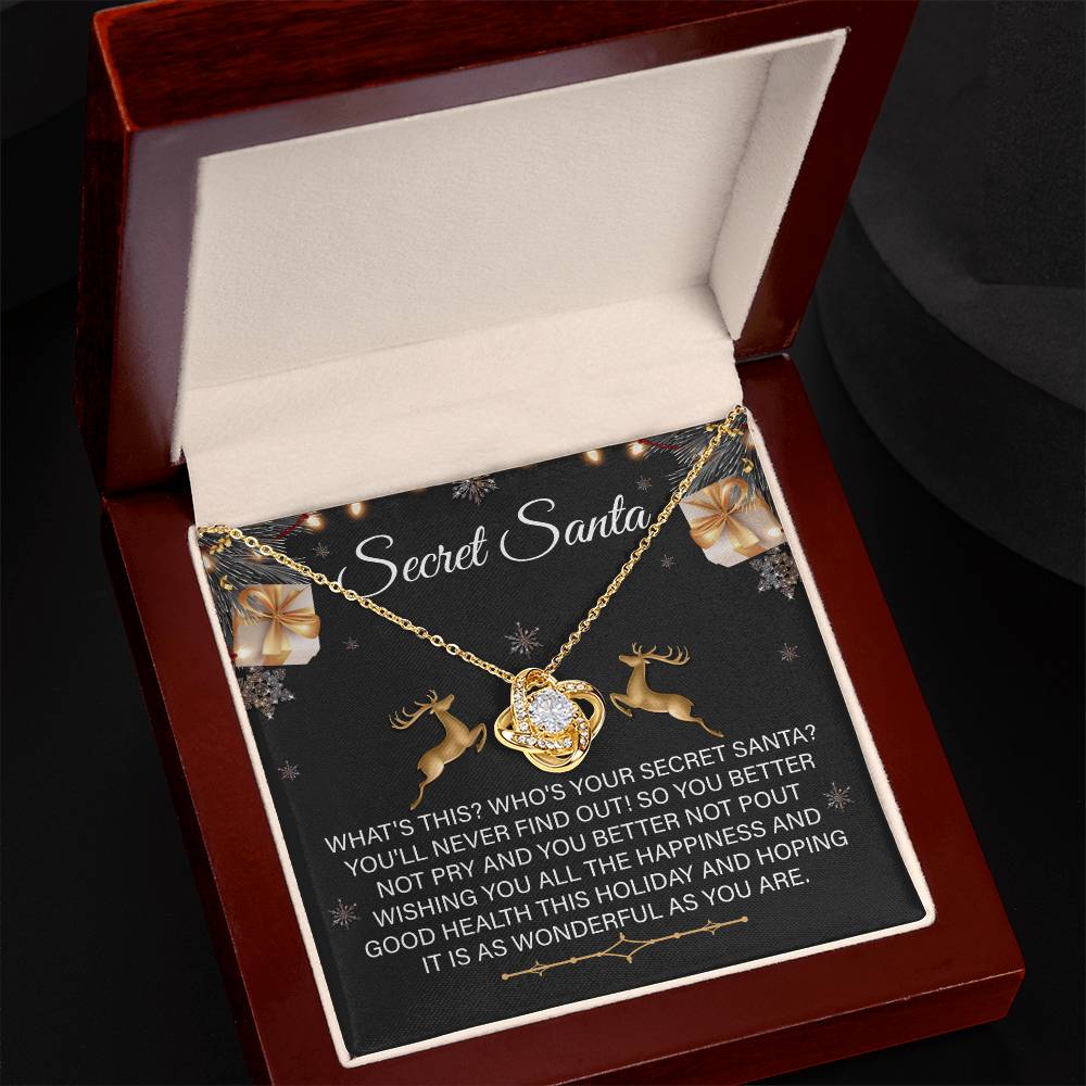 Whispers of Kindness: Secret Santa Love Knot Necklace