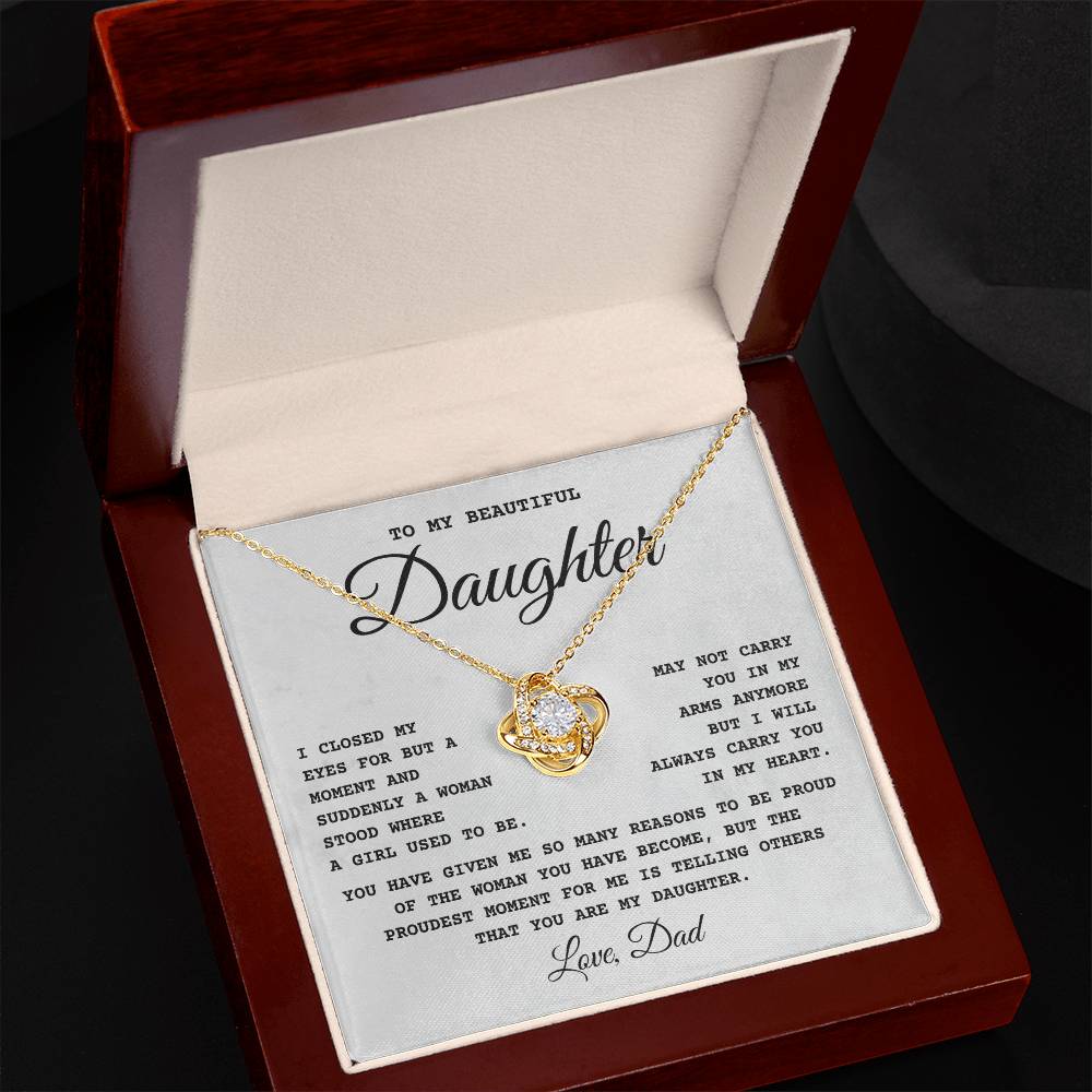 Daughter Necklace Gift from Dad – Message Card Jewelry Box
