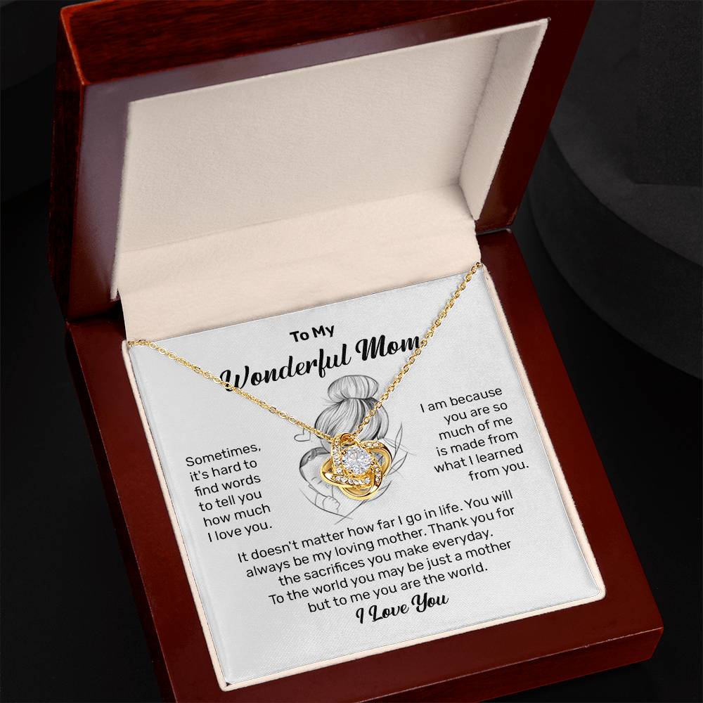 To My Wonderful Mom Heartfelt Necklace For Her Loving Jewelry For Mother's Day Thank You Gift Sentimental Necklace For Care Loving Pendant For A Cherished Bond Sentimental Pendant Appreciation Necklace For Her Thoughtful Necklace For Love And Support