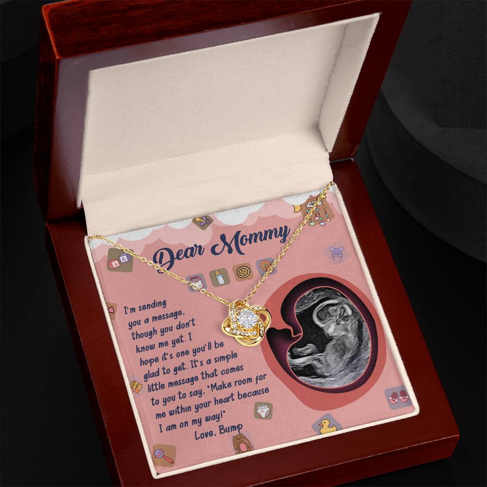 Dear Mommy Necklace For Mothe's Day Jewelry For Mom, Gift For Mommy From Baby Bump, Pregnancy Gift For Mommy Love Knot Necklace With Meaningful Message Card And Box.