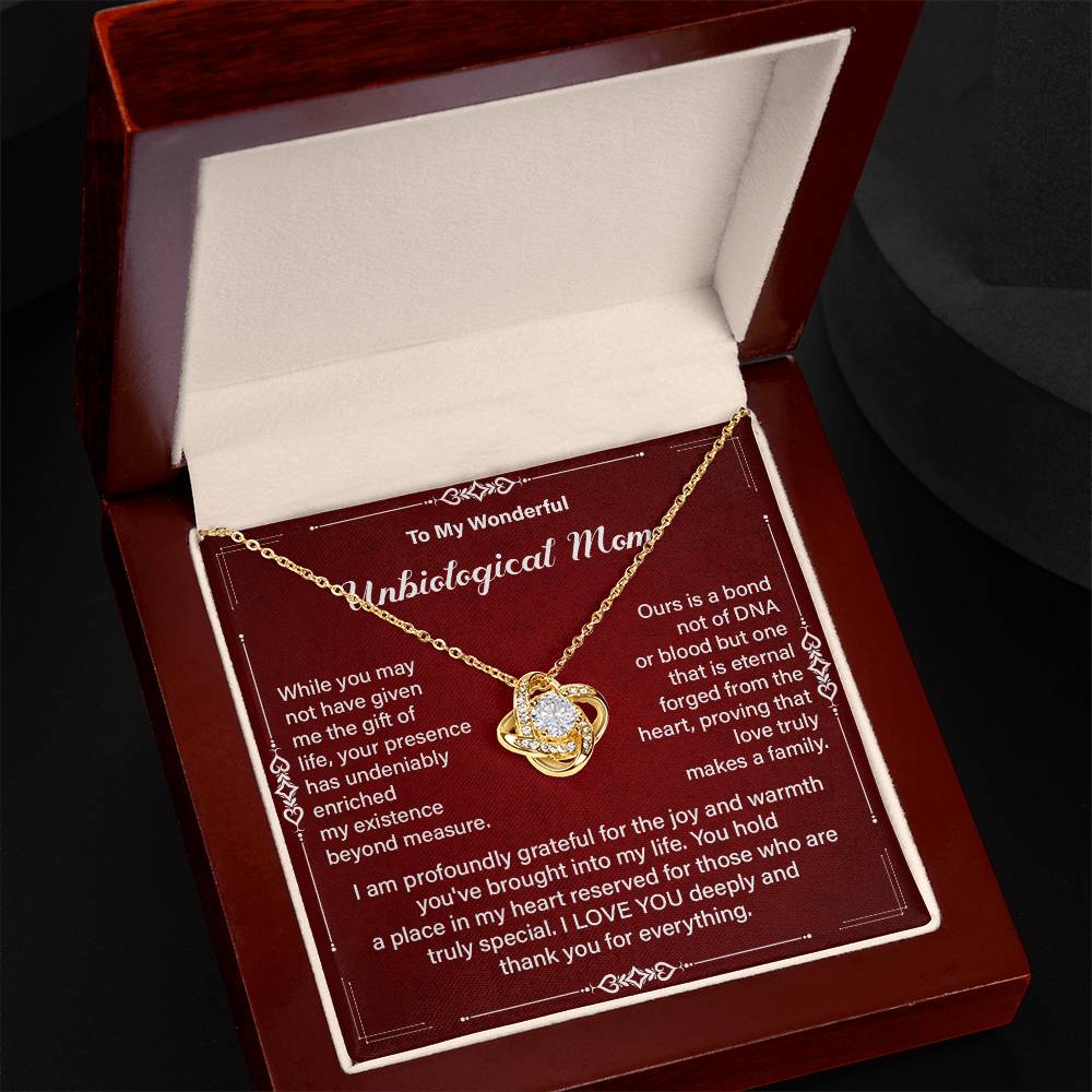 To My Wonderful Unbiological Mom, Best Necklace For Eternal Love And Gratitude Engraved Special Bond Necklace Gift Best Family By Heart Necklace Gift Best Second Mom Love Necklace Family Beyond DNA Necklace