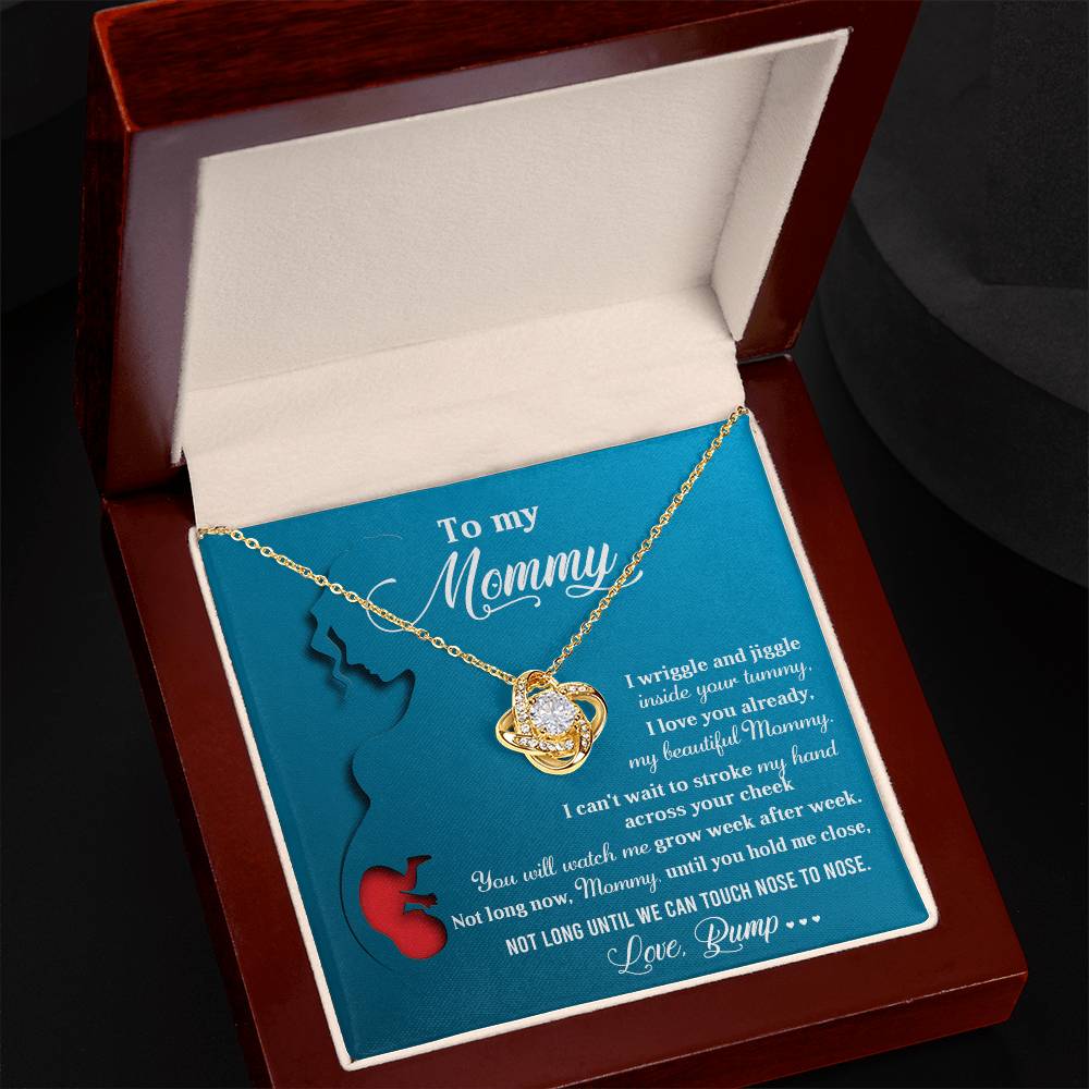 To My Mommy Necklace For Mothe's Day Jewelry For Mom, Gift For Mommy From Baby Bump, Pregnancy Gift For Mommy Love Knot Necklace With Meaningful Message Card And Box.