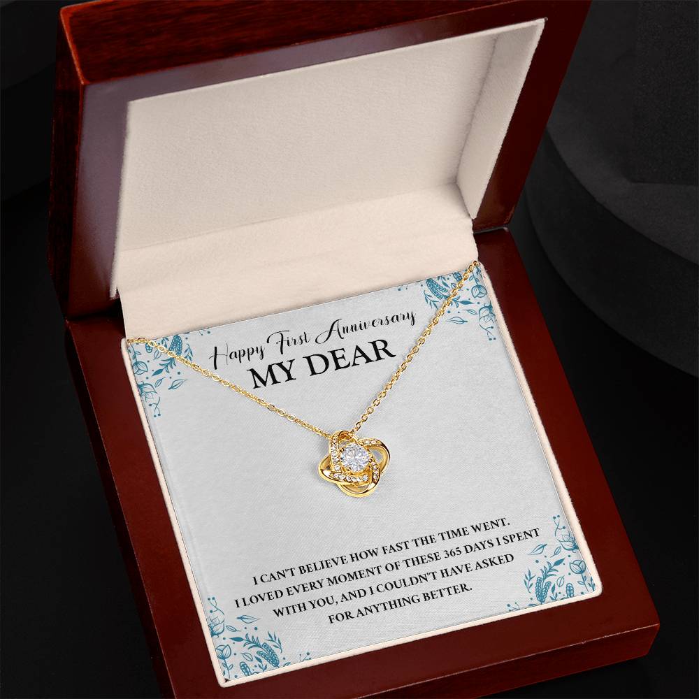 First Anniversary Necklace Gift for My Dear 365 Days of Love Message Card