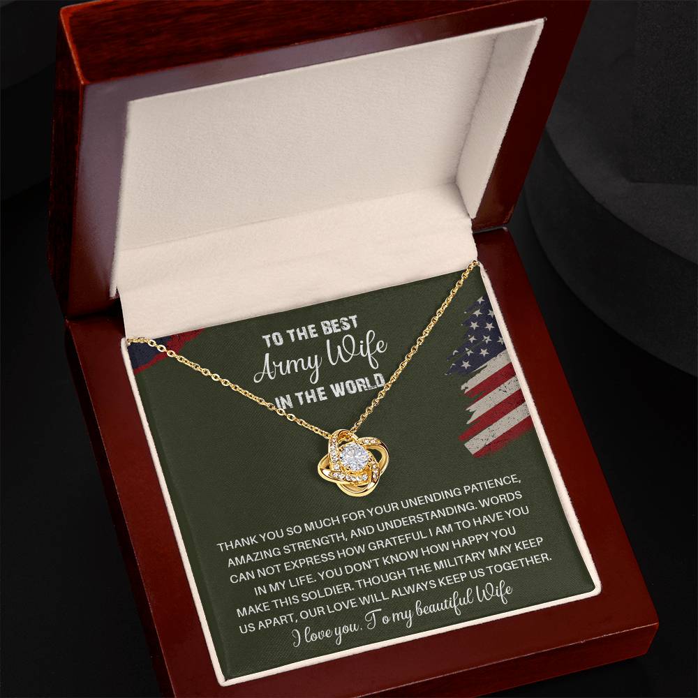 To The Best Army Wife In The World  Best Army Wife Jewelry Unwavering Support Necklace Thank You Jewelry For Wives Unique Gift For Military Spouses My Beautiful Wife Jewelry Romantic Gift For Army Wives Meaningful Gift For Military Wives