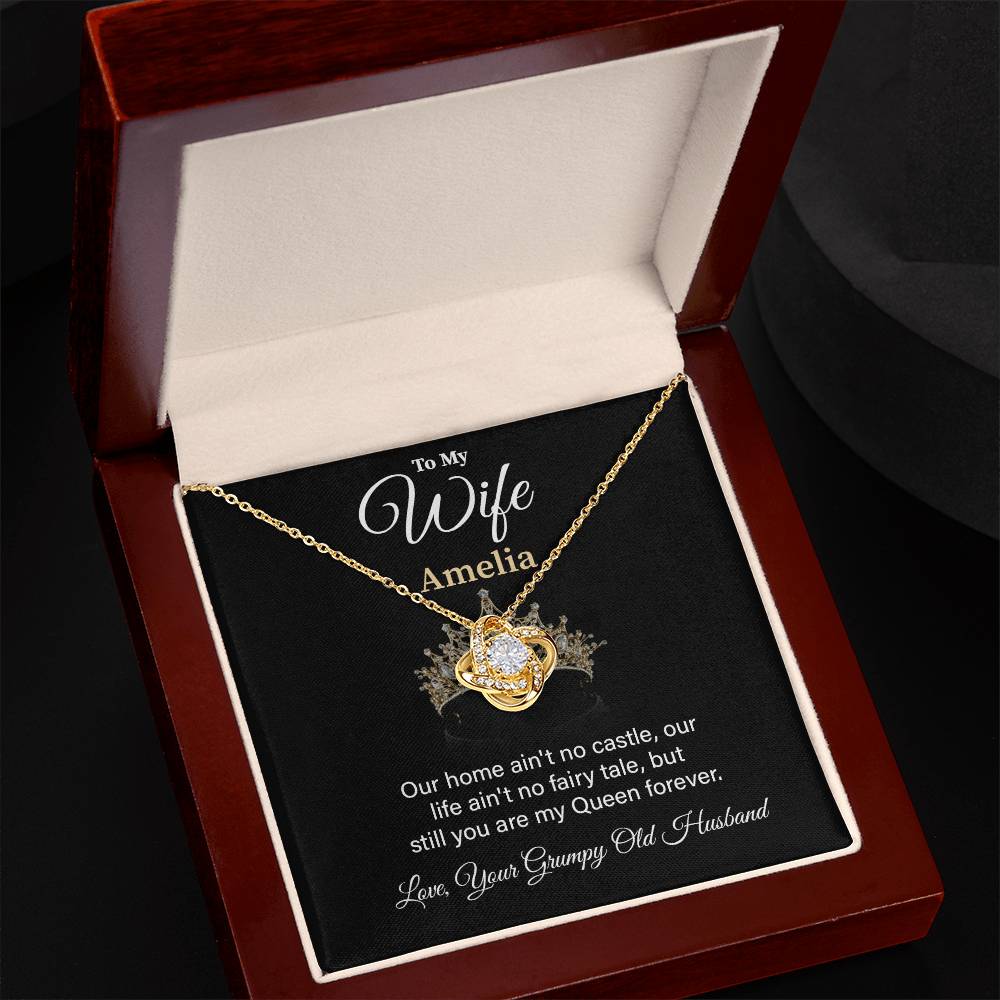 To My Wife Amelia Necklace – Romantic Jewelry Gift From Your Grumpy Old Husband, Celebrating Love And Your Forever Queen