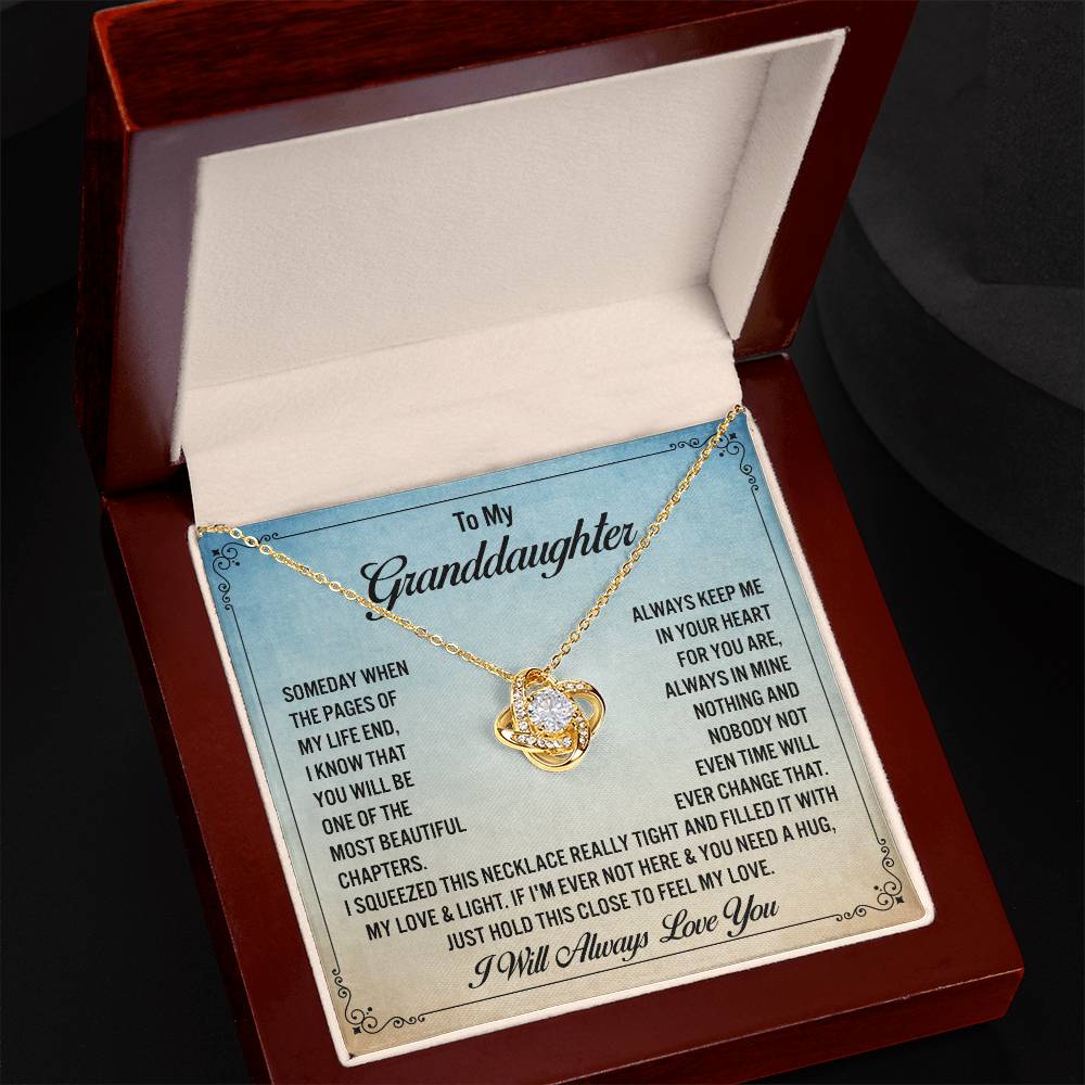 To My Granddaughter Jewelry, Love Knot Necklace For Granddaughter From Grandpa & Grandma, I Will Always Love You.