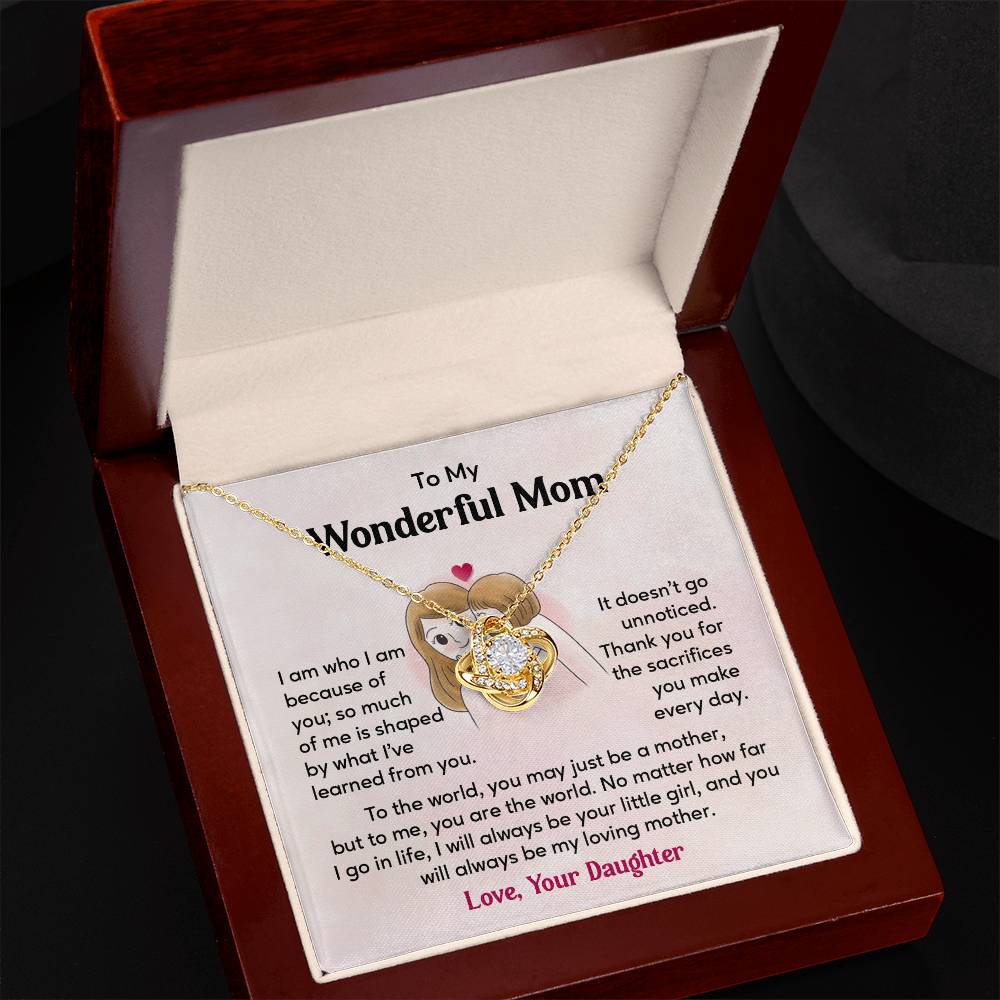 To My Wonderful Mom, Wonderful Mom Pendant Heartfelt Necklace For Her Thank You Gift For Sacrifice Sentimental Necklace For Love Loving Pendant Sentimental Pendant Appreciation Necklace For Her Special Pendant For A Mother Love Loving Pendant For Support